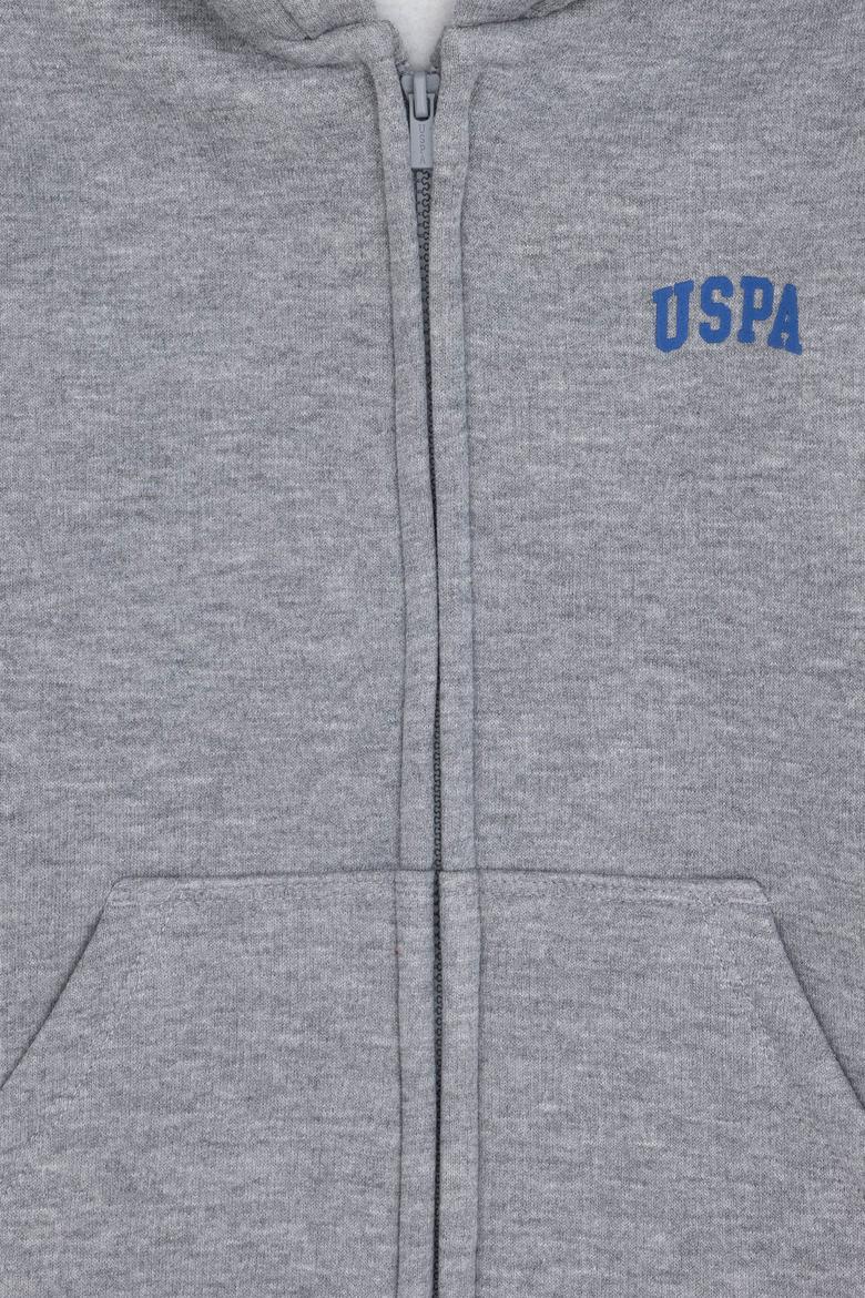 Erkek Çocuk Fermuarlı Gri Melanj Şardonlu Kapüşonlu Sweatshirt - 50295127054