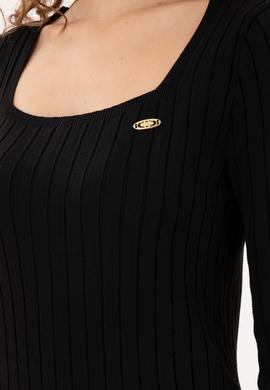 Kadın Siyah Kare Yaka Kazak - 50297408010