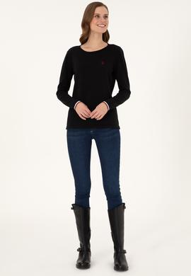 Kadın Siyah Bisiklet Yaka Kazak - 50297133015