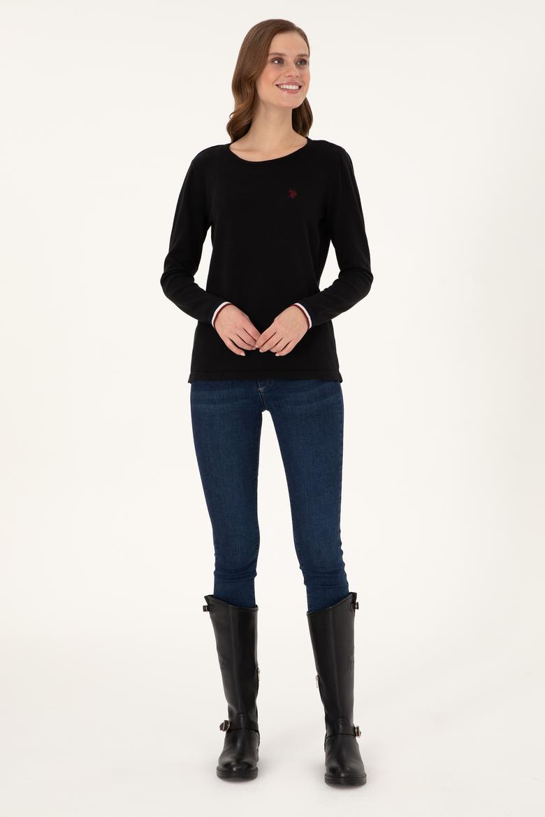 Kadın Siyah Bisiklet Yaka Kazak - 50297133015