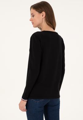 Kadın Siyah Bisiklet Yaka Kazak - 50297133015