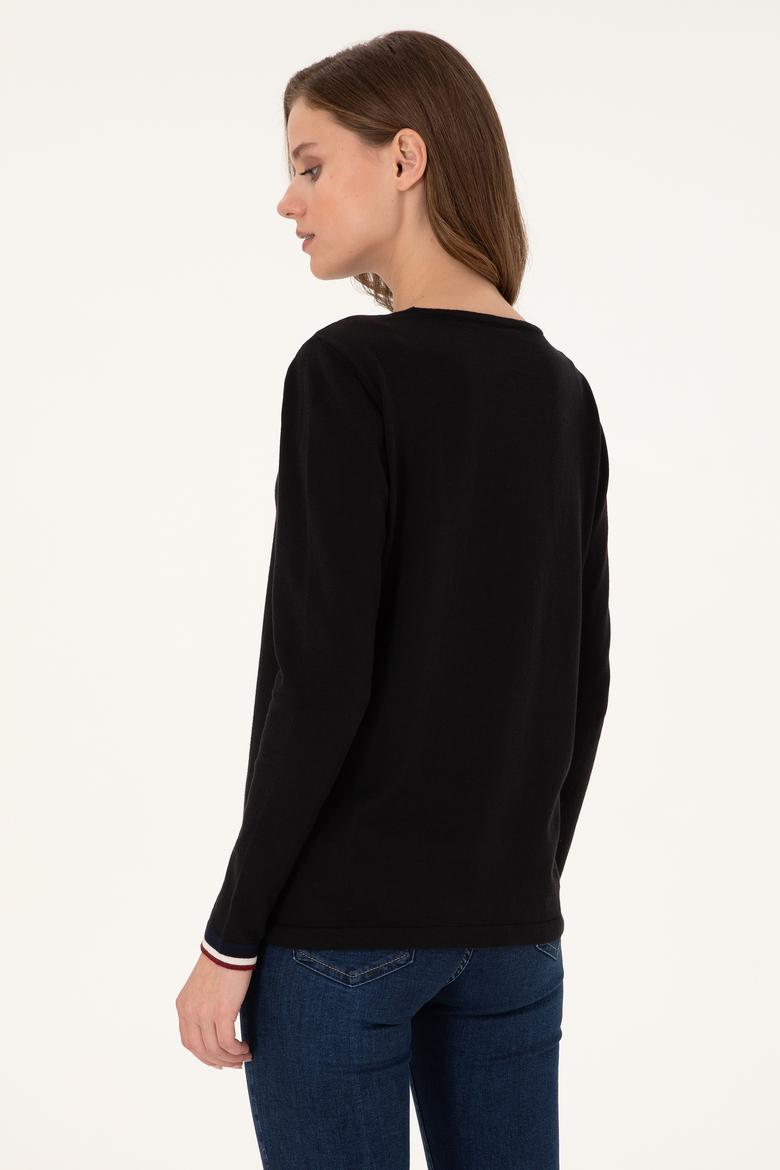 Kadın Siyah Bisiklet Yaka Kazak - 50297133015