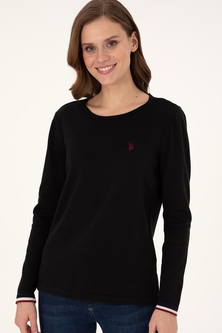 Kadın Siyah Bisiklet Yaka Kazak - 50297133015