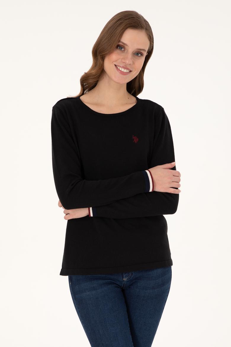 Kadın Siyah Bisiklet Yaka Kazak