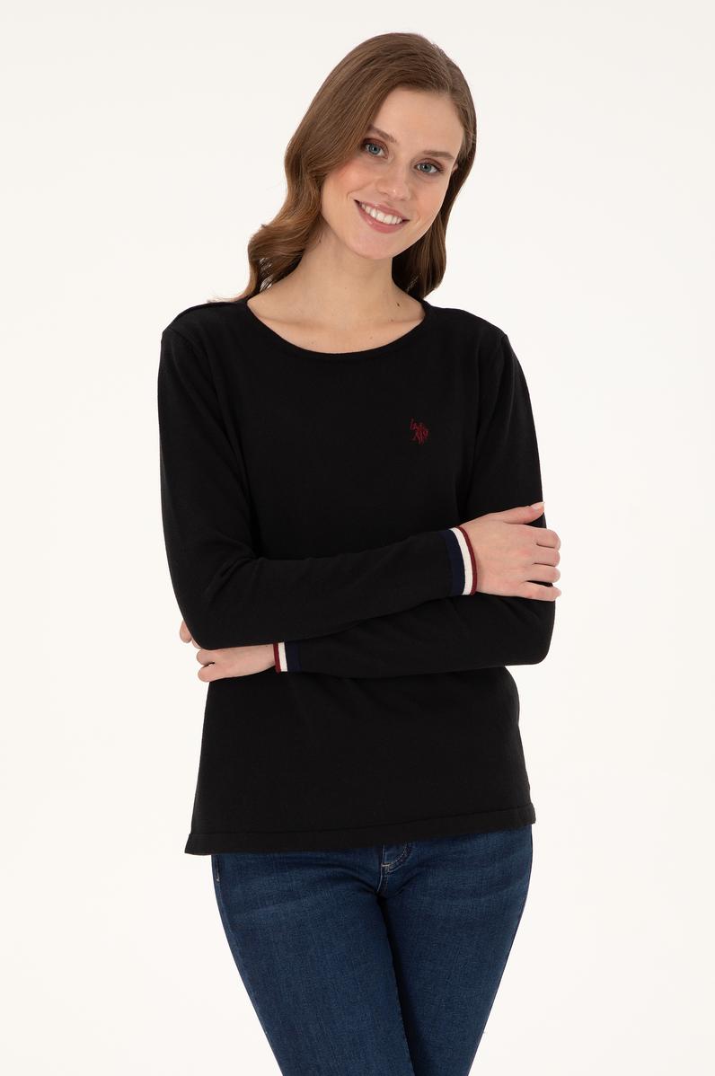 Kadın Siyah Bisiklet Yaka Kazak