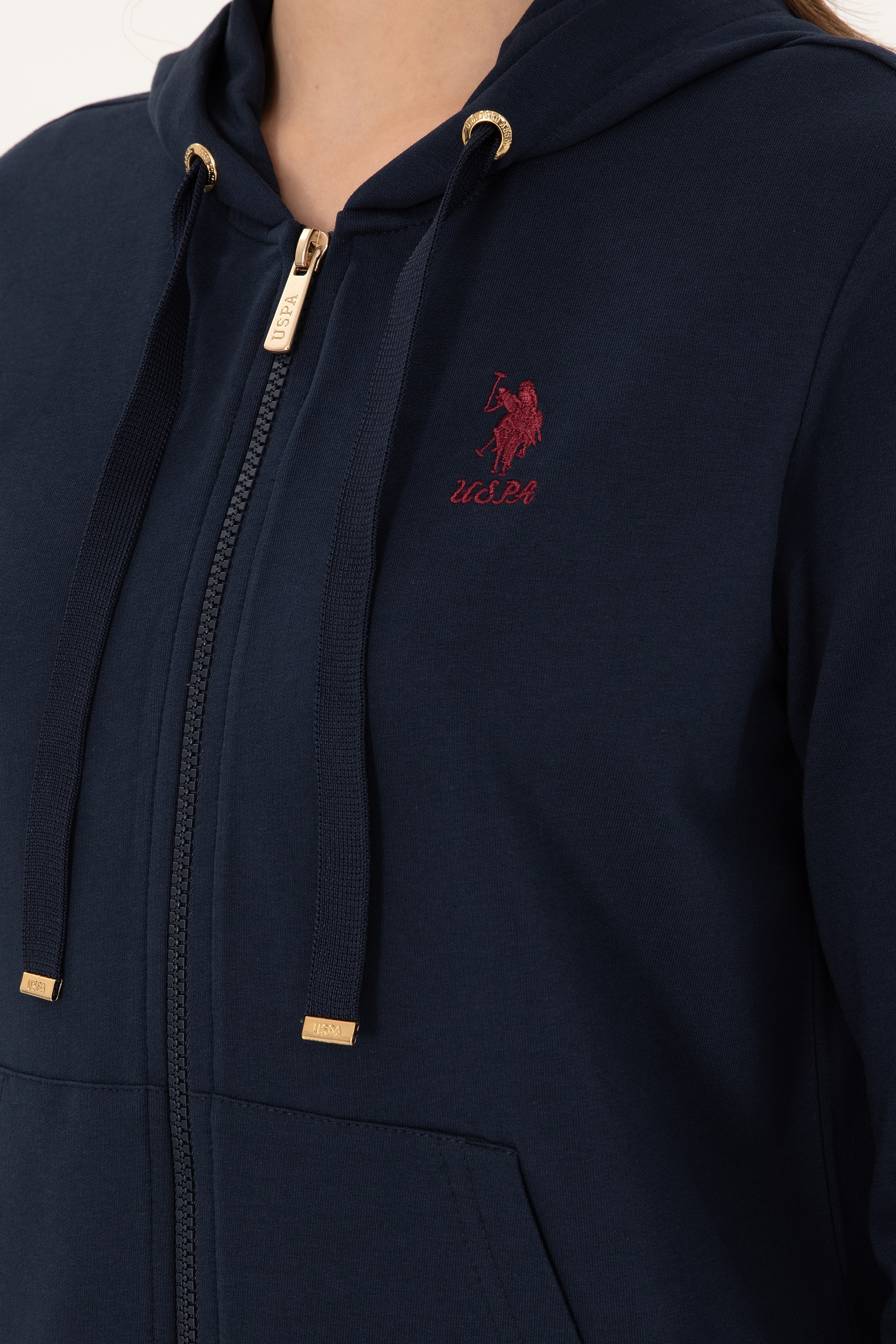 Kadın Lacivert Kapüşonlu Fermuarlı Sweatshirt - Image 7