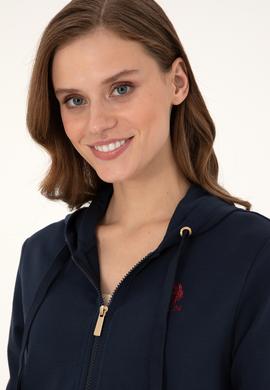 Kadın Lacivert Kapüşonlu Fermuarlı Sweatshirt - 50297297016