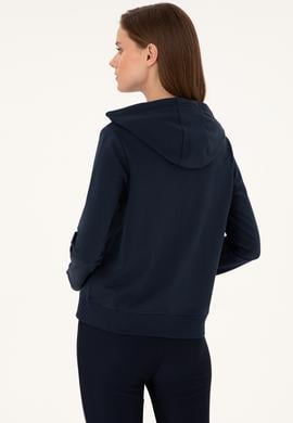 Kadın Lacivert Kapüşonlu Fermuarlı Sweatshirt - 50297297016