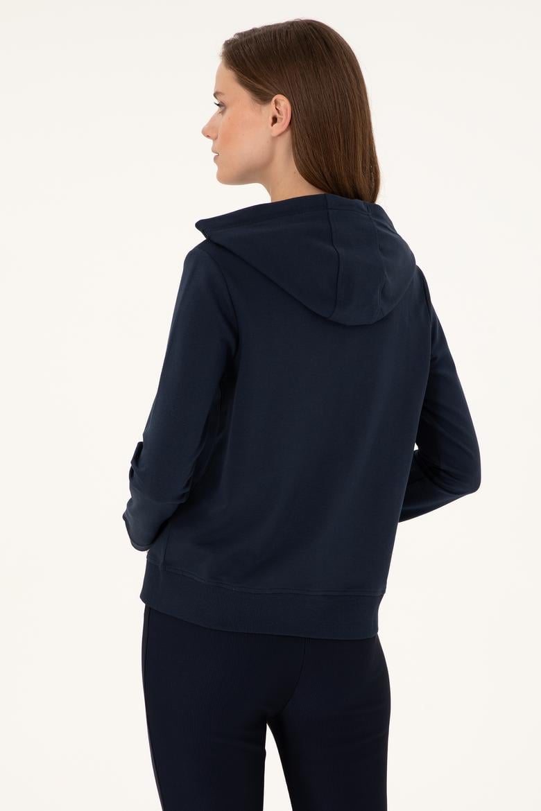 Kadın Lacivert Kapüşonlu Fermuarlı Sweatshirt - 50297297016