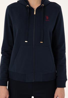 Kadın Lacivert Kapüşonlu Fermuarlı Sweatshirt - 50297297016