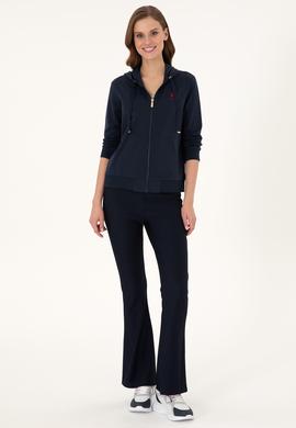 Kadın Lacivert Kapüşonlu Fermuarlı Sweatshirt - 50297297016