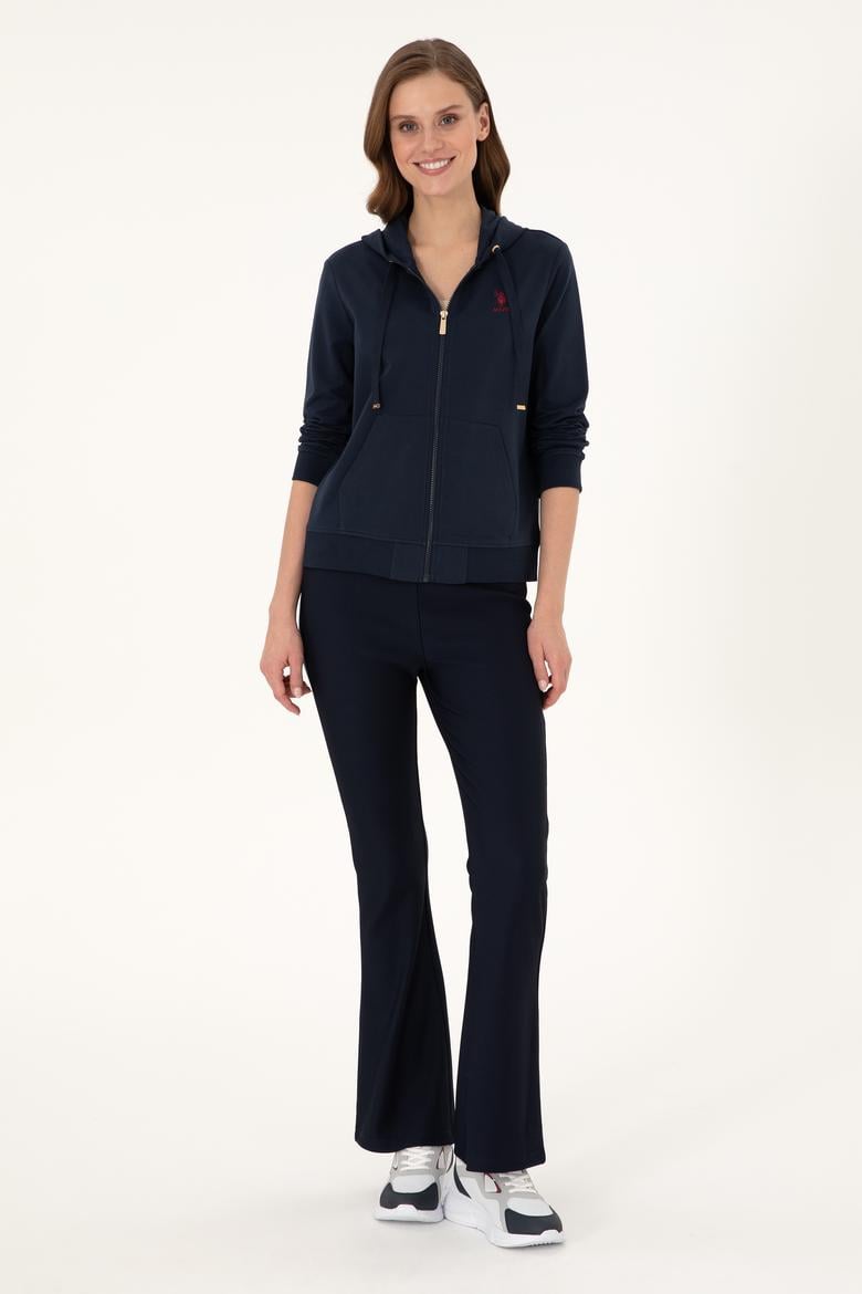 Kadın Lacivert Kapüşonlu Fermuarlı Sweatshirt - 50297297016