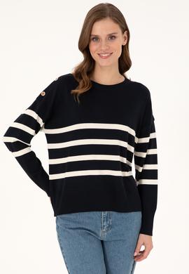 Kadın Lacivert Bisiklet Yaka Kazak - 50297070047