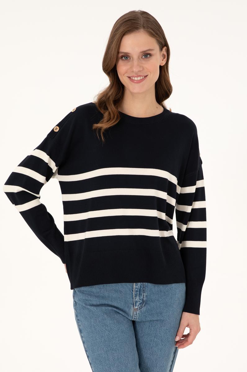 Kadın Lacivert Bisiklet Yaka Kazak