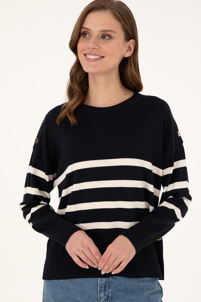 Kadın Lacivert Bisiklet Yaka Kazak - 50297070047