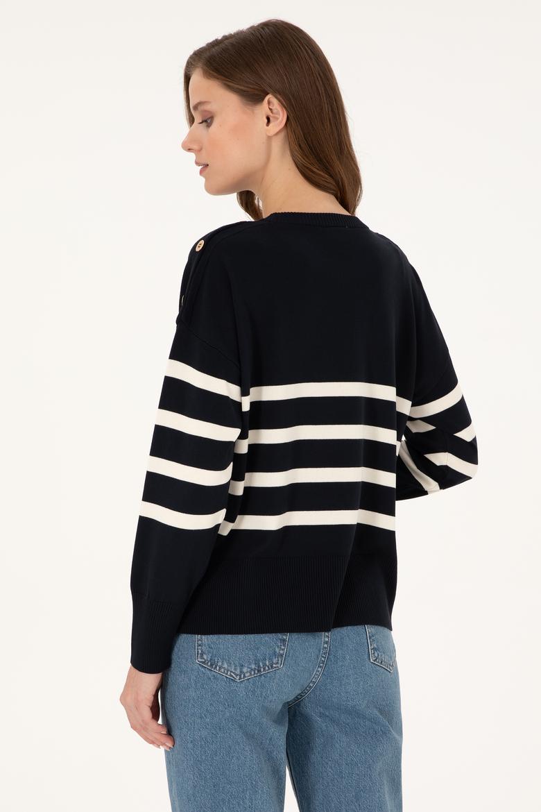 Kadın Lacivert Bisiklet Yaka Kazak - 50297070047