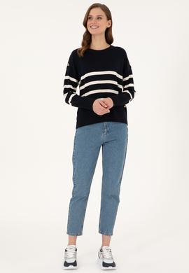 Kadın Lacivert Bisiklet Yaka Kazak - 50297070047