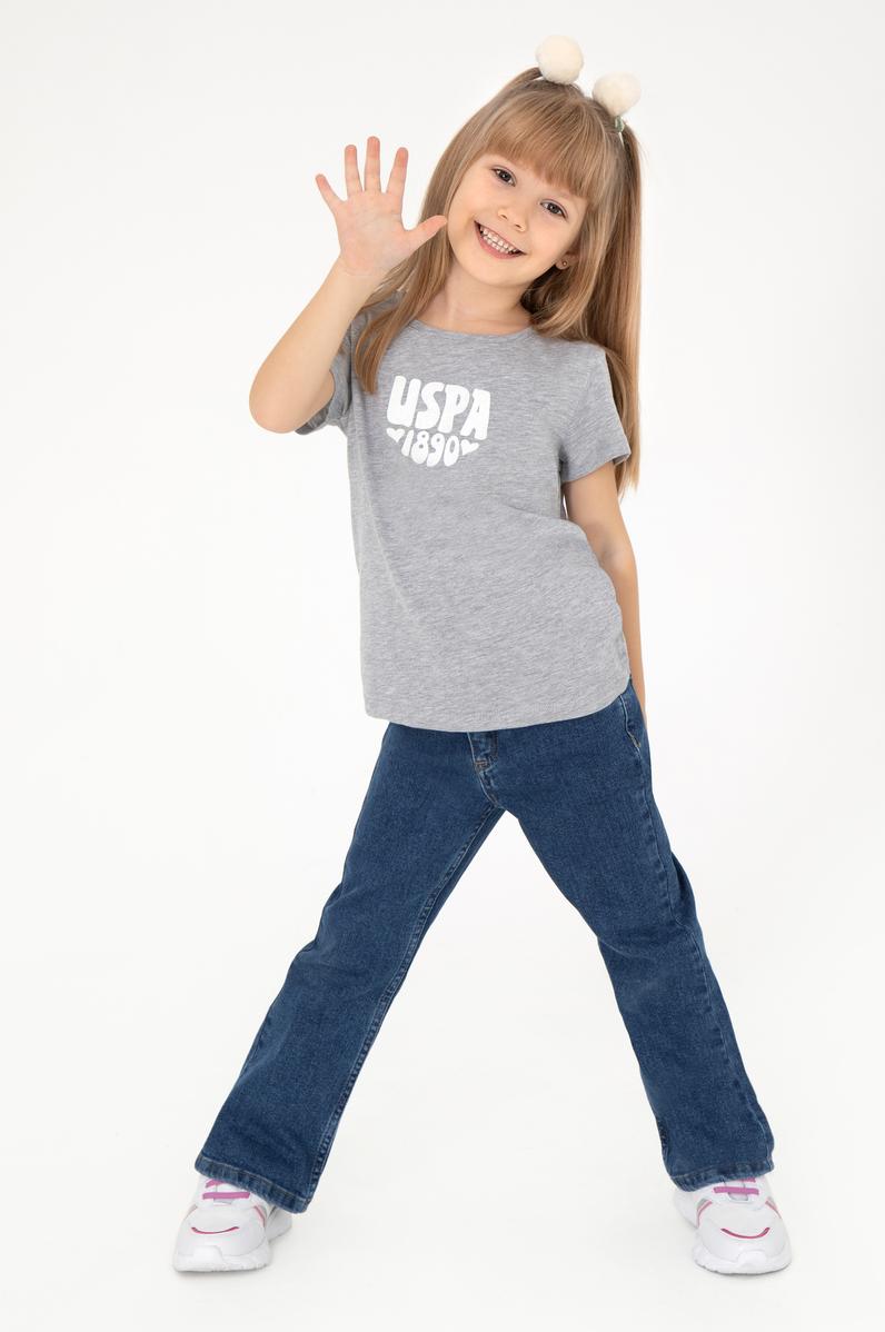 Kız Çocuk Gri Melanj Basic Tişört