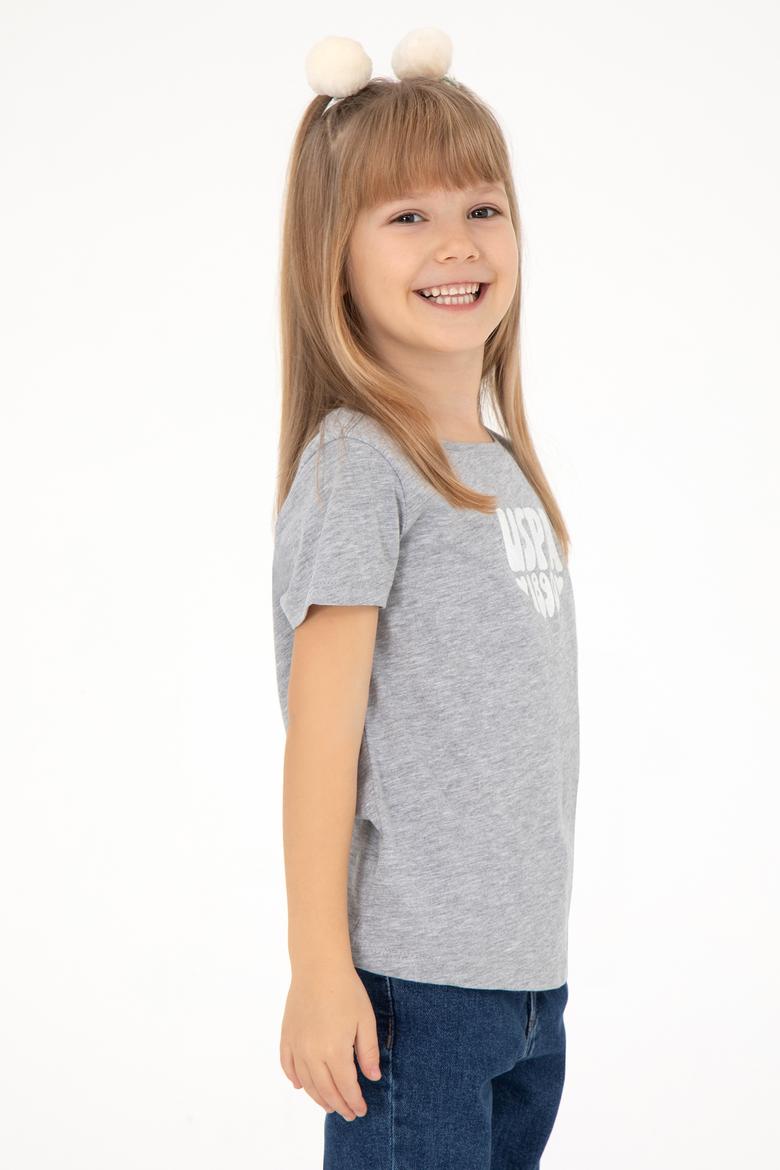 Kız Çocuk Gri Melanj Basic Tişört - 50294756027