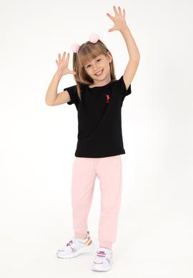 Kız Çocuk Siyah Bisiklet Yaka Basic Tişört - 50295661004