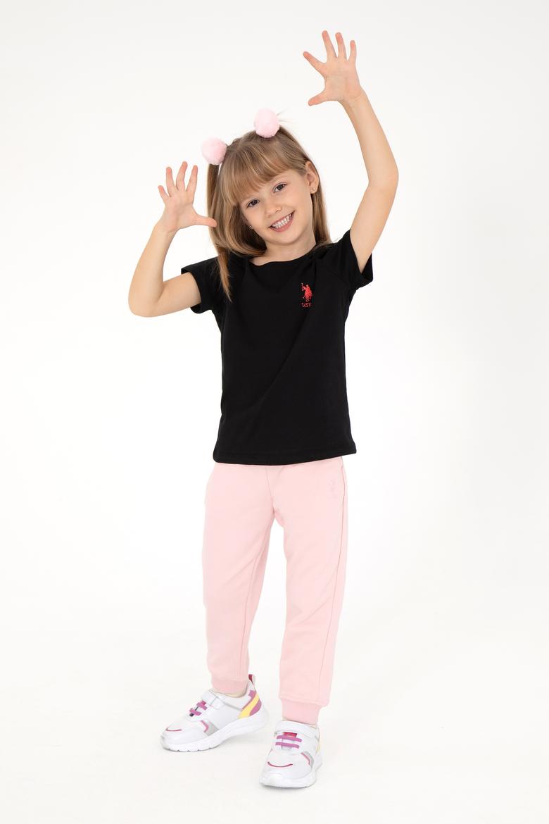 Kız Çocuk Siyah Bisiklet Yaka Basic Tişört - 50295661004