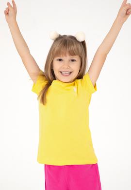 Kız Çocuk Sarı Bisiklet Yaka Basic Tişört - 50295661035