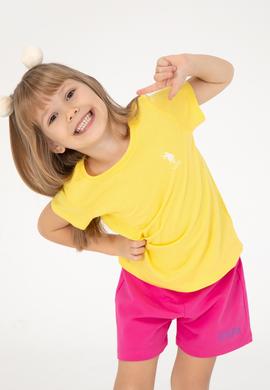 Kız Çocuk Sarı Bisiklet Yaka Basic Tişört - 50295661035