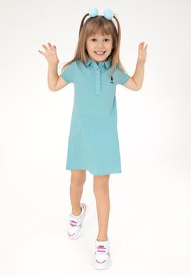Kız Çocuk Mint Polo Yaka Örme Elbise - 50288076141