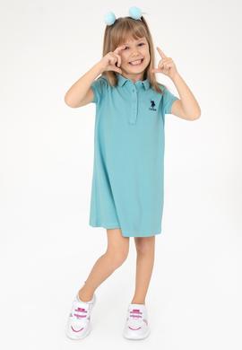 Kız Çocuk Mint Polo Yaka Örme Elbise - 50288076141