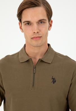 Erkek Comfort Fit Yarım Fermuarlı Haki Sweatshirt - 50293413017