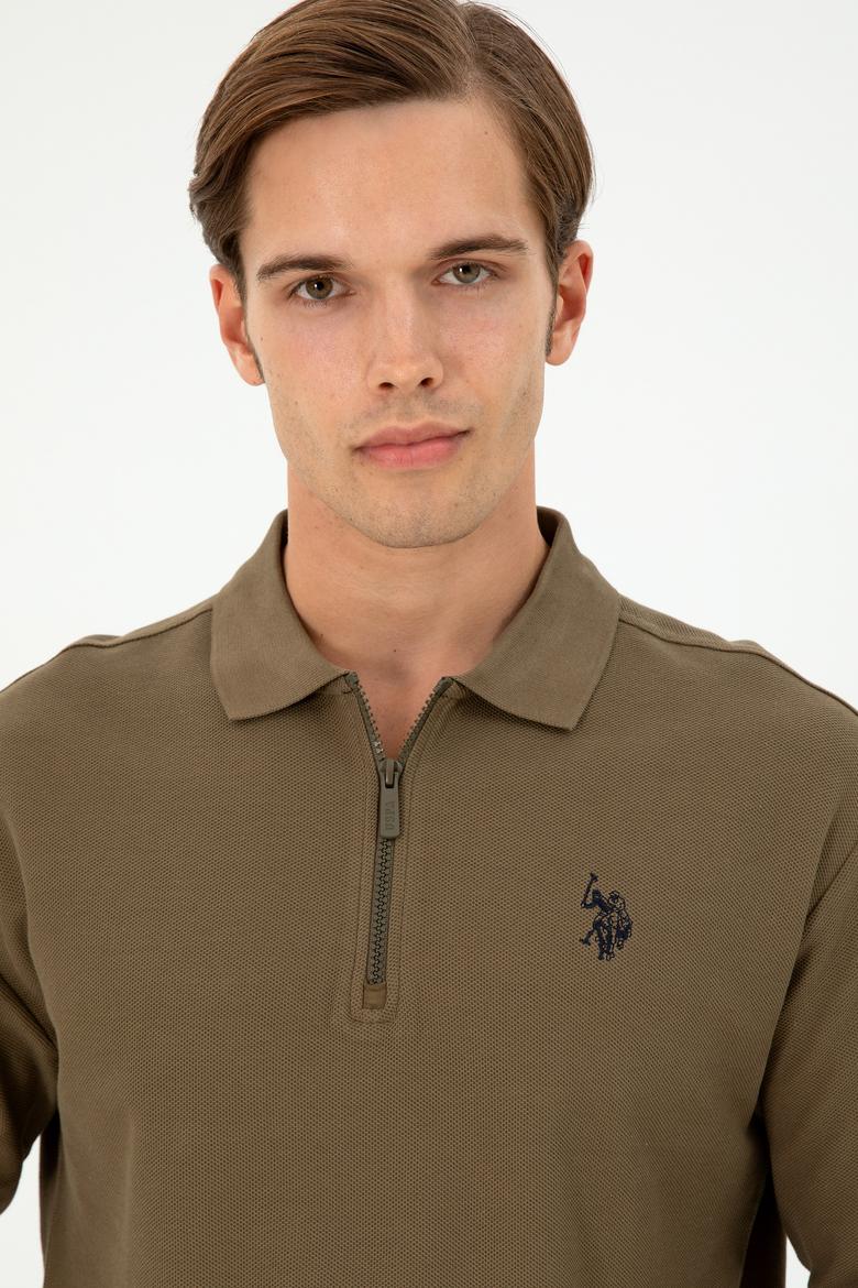 Erkek Comfort Fit Yarım Fermuarlı Haki Sweatshirt - 50293413017