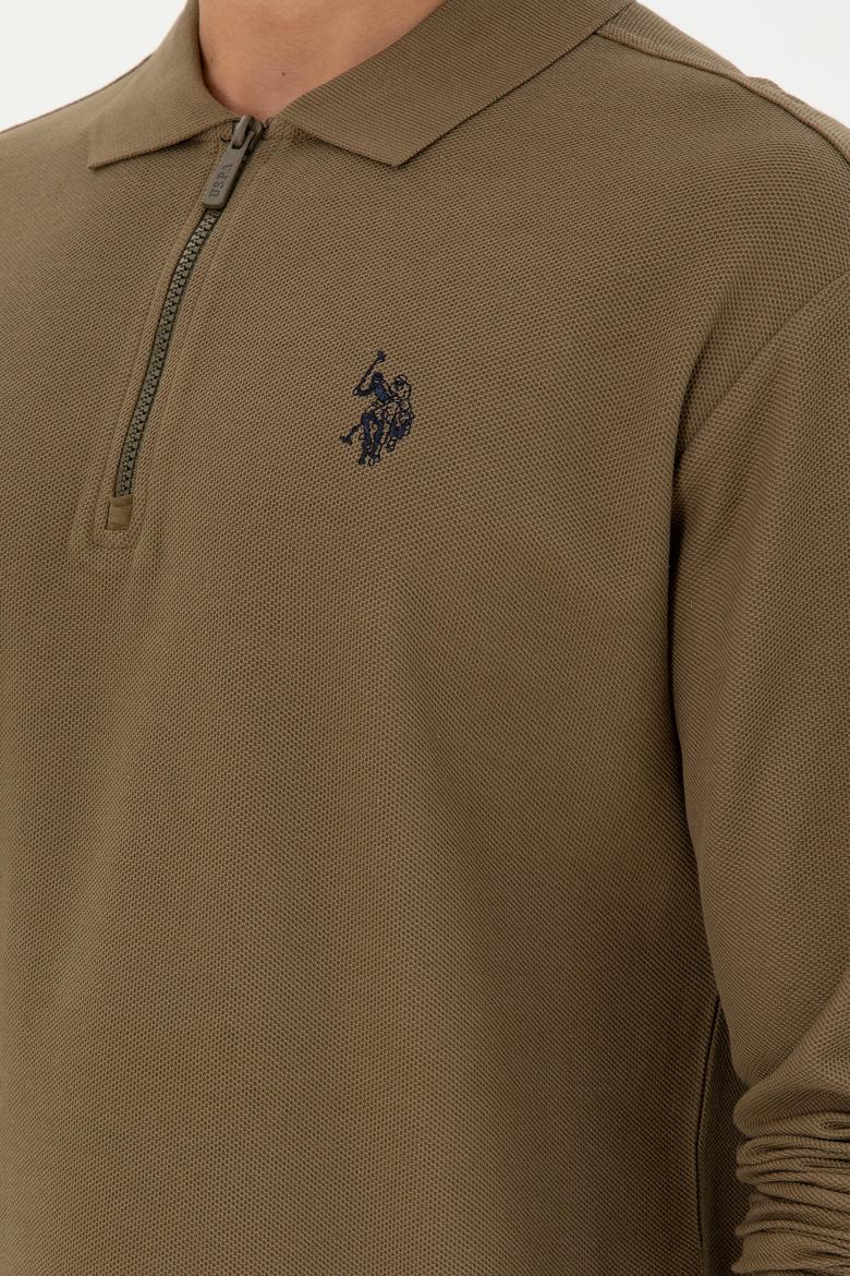 Erkek Comfort Fit Yarım Fermuarlı Haki Sweatshirt - 50293413017