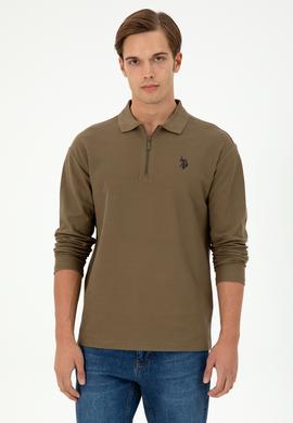 Erkek Comfort Fit Yarım Fermuarlı Haki Sweatshirt - 50293413017