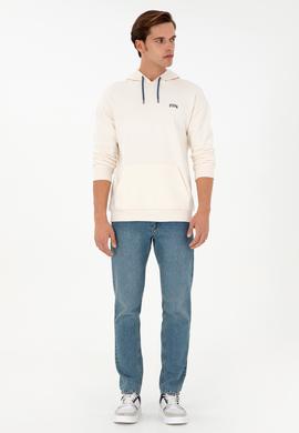 Erkek Krem Basic Sweatshirt - 50295149048