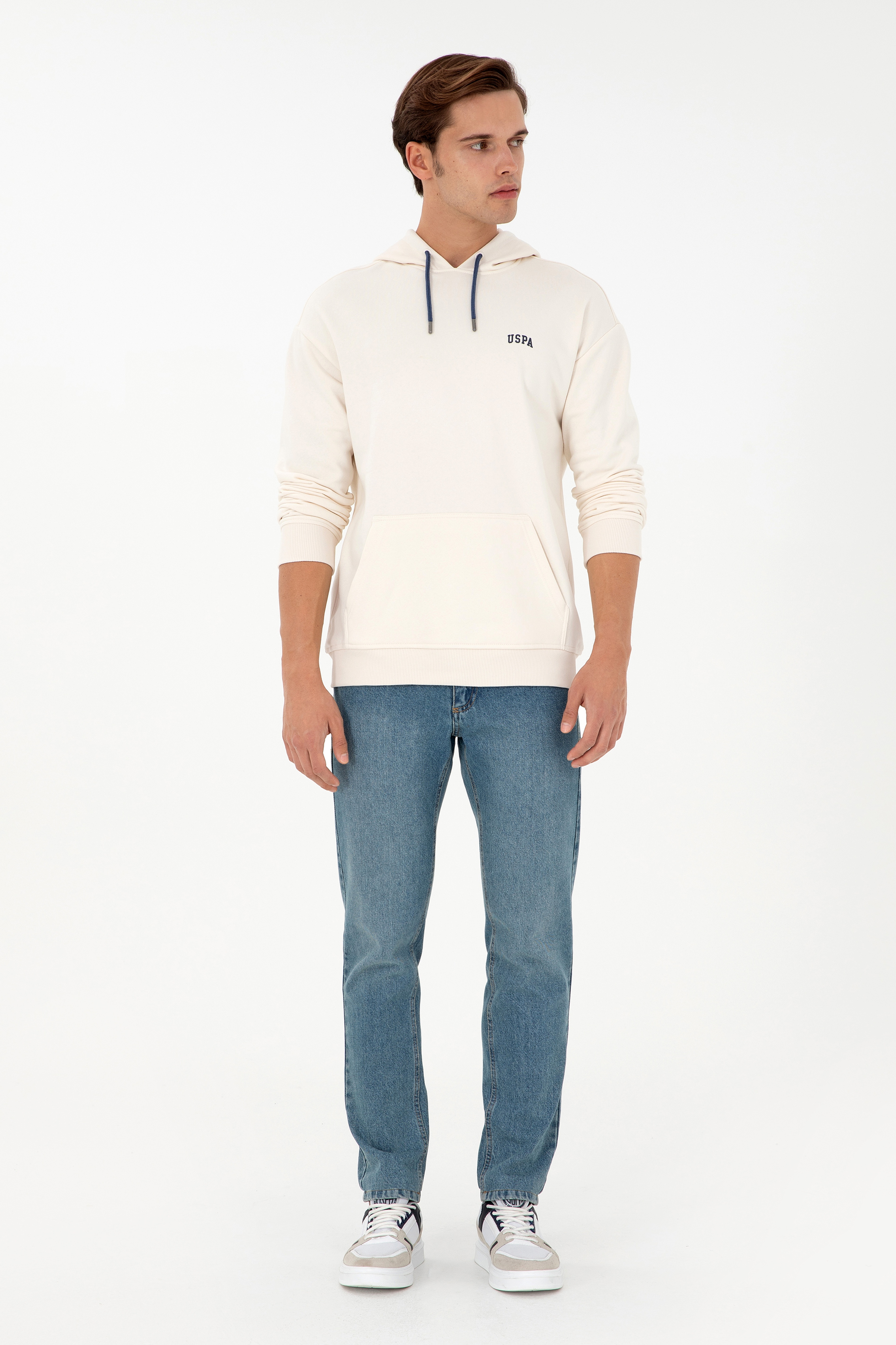 Erkek Krem Basic Sweatshirt