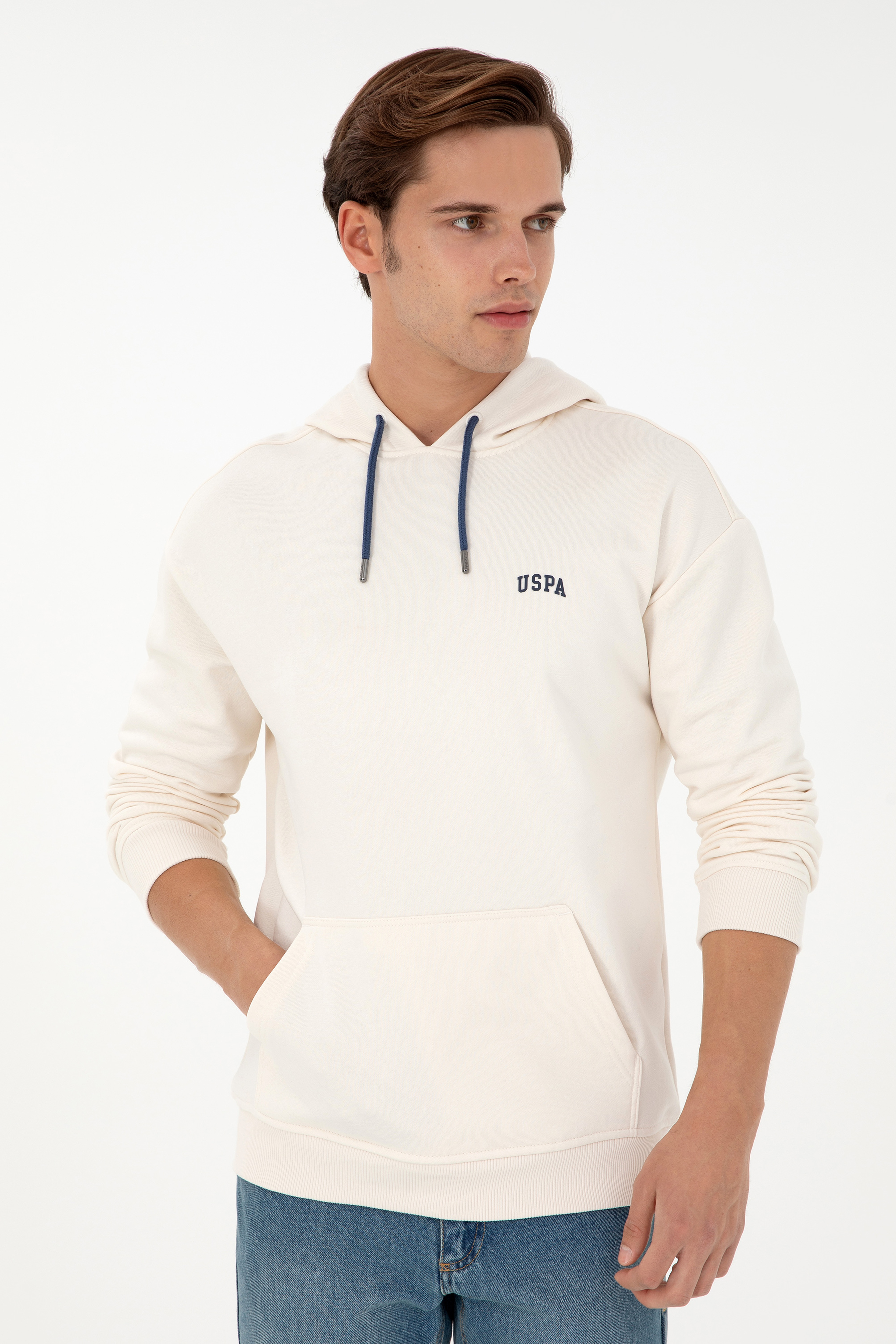 Erkek Krem Basic Sweatshirt