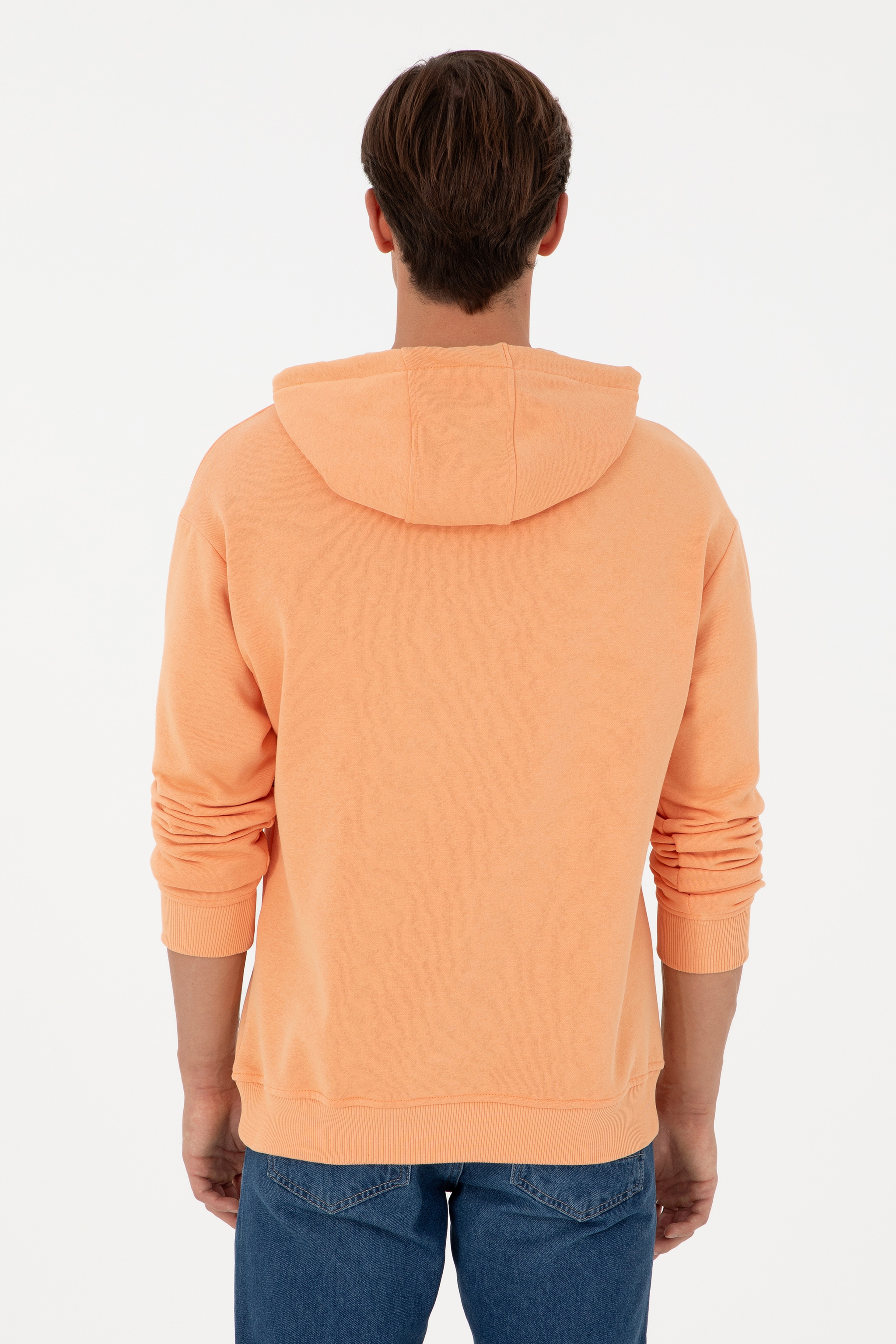 Erkek Turuncu Basic Sweatshirt