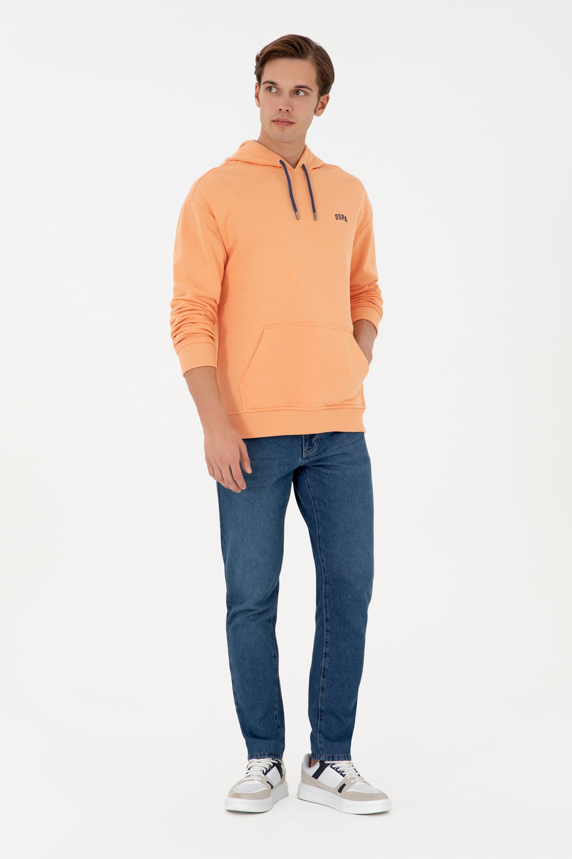 Erkek Turuncu Basic Sweatshirt - Image 4