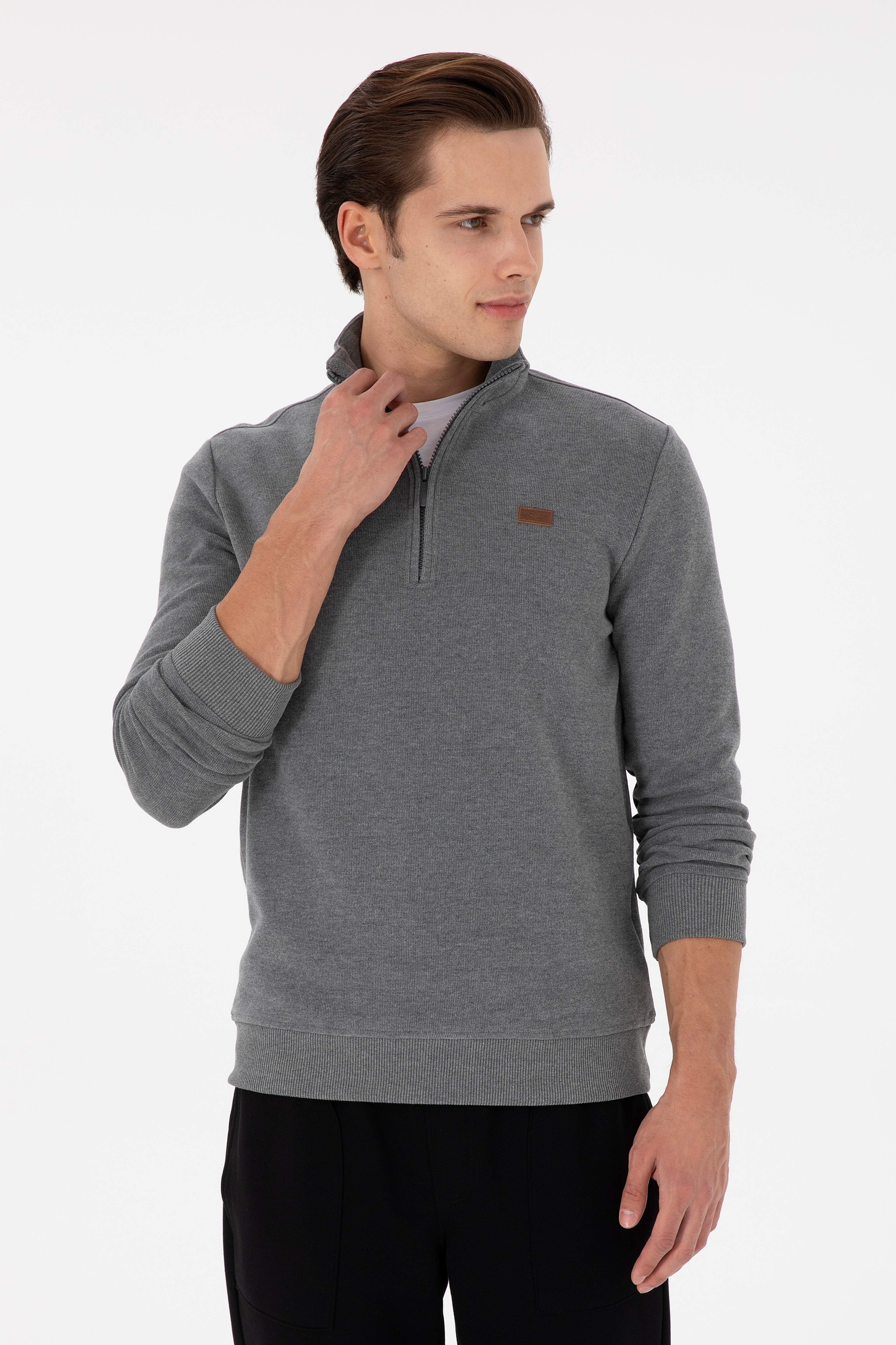 Erkek Antrasit Melanj Basic Sweatshirt - Image 1