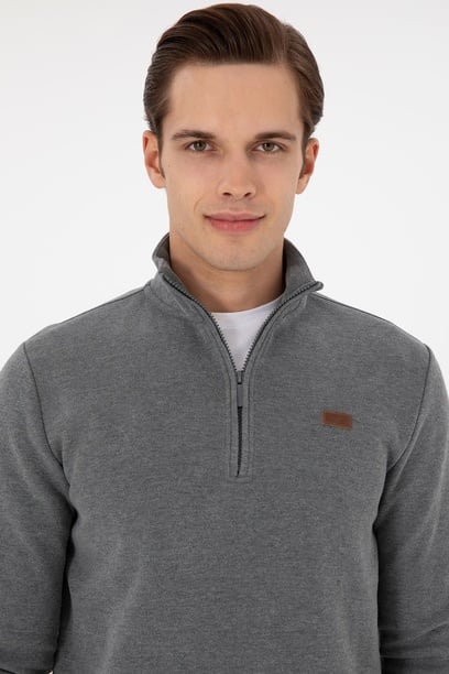 Erkek Antrasit Melanj Basic Sweatshirt