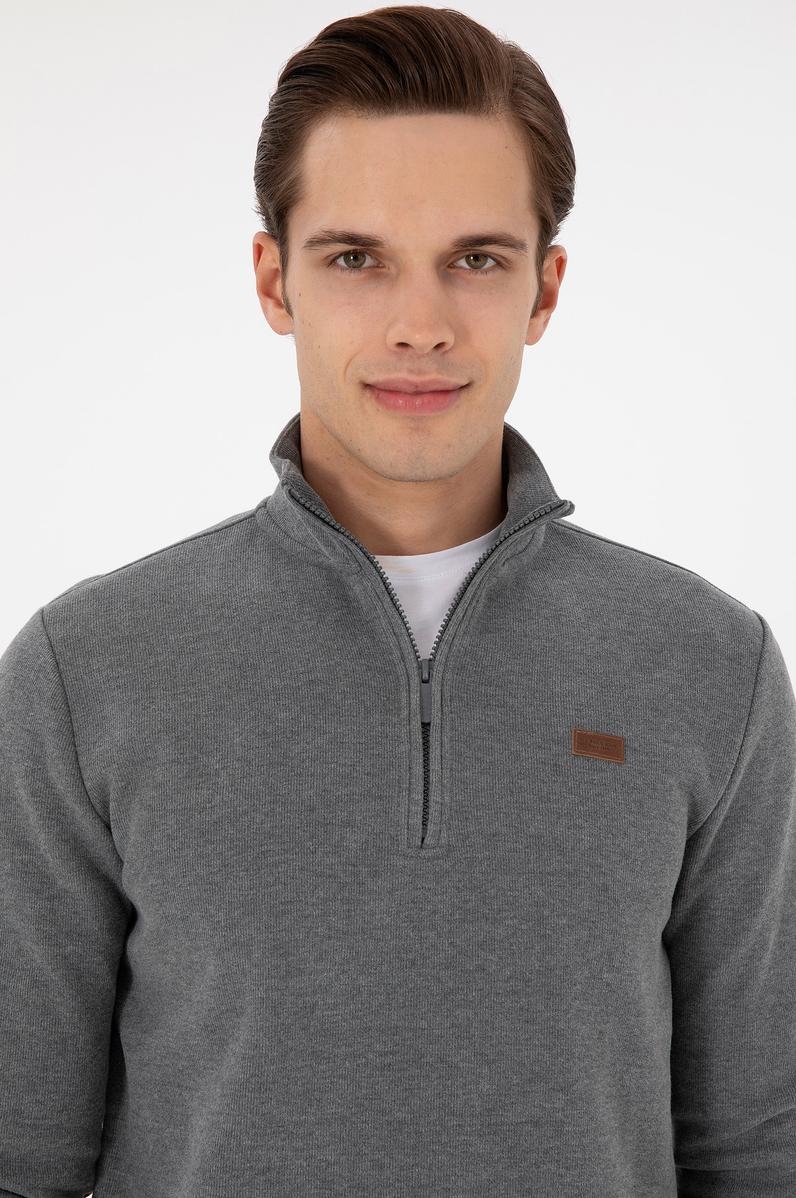 Erkek Antrasit Melanj Basic Sweatshirt