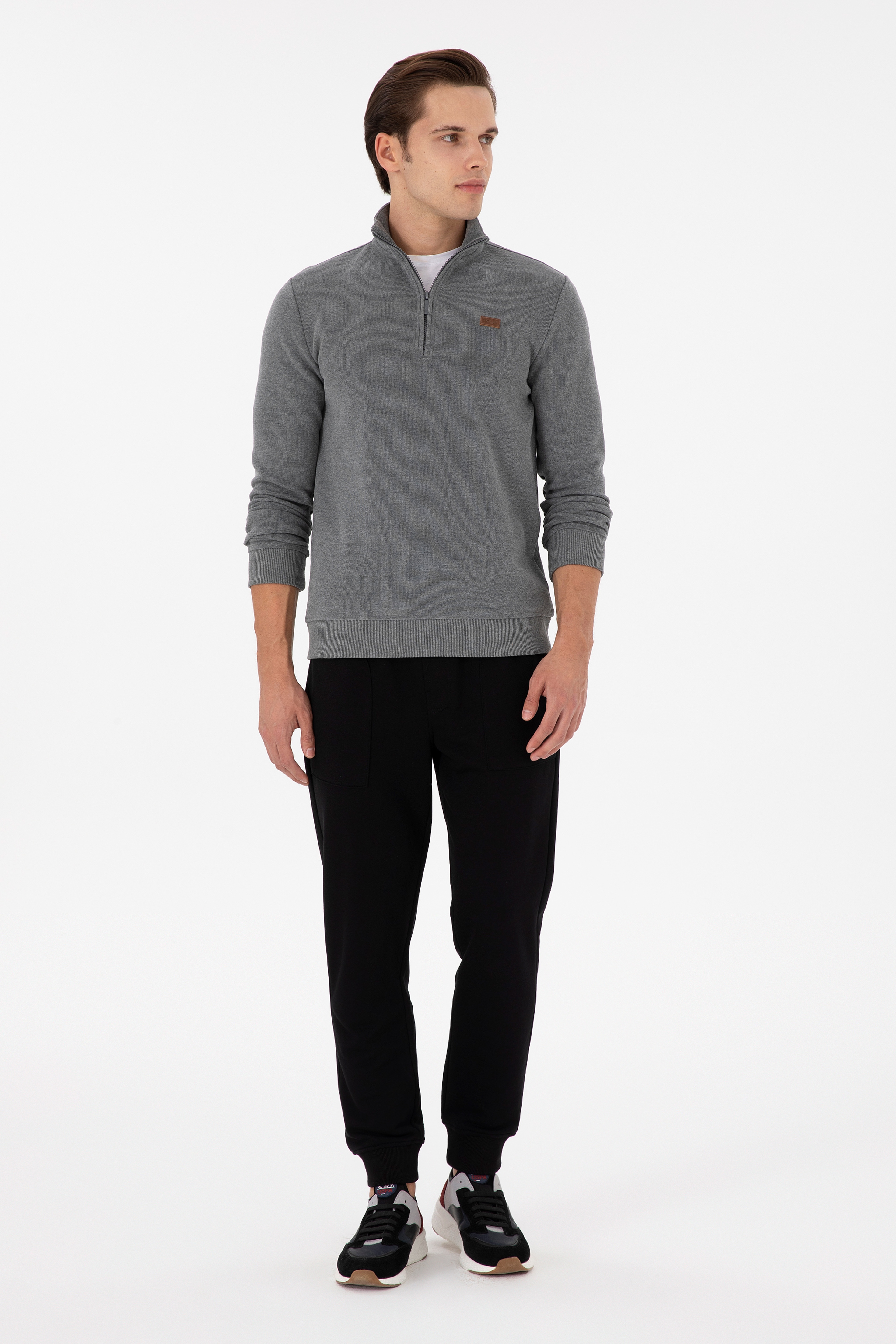 Erkek Antrasit Melanj Basic Sweatshirt - Image 4