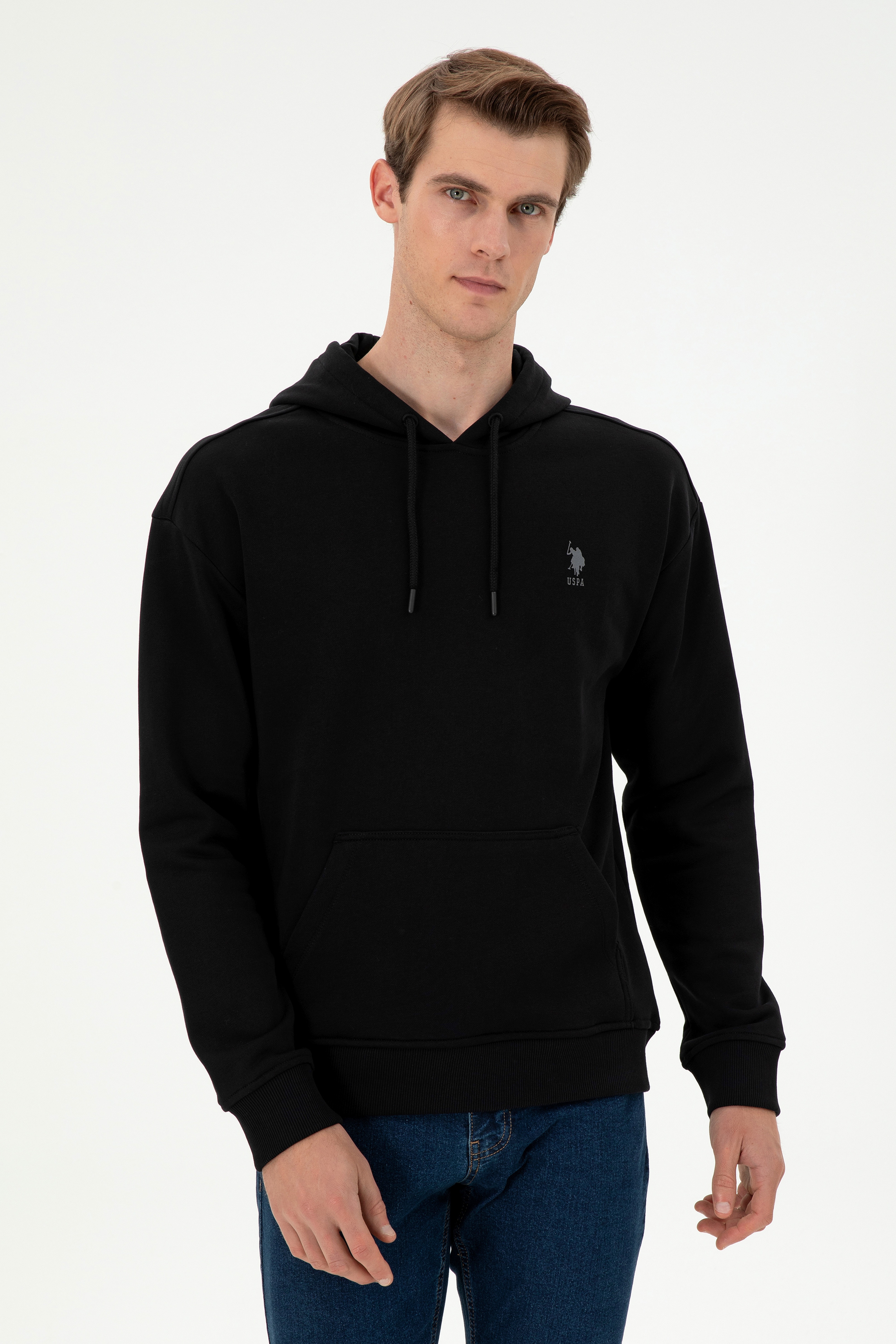 Erkek Siyah Basic Sweatshirt - Image 1