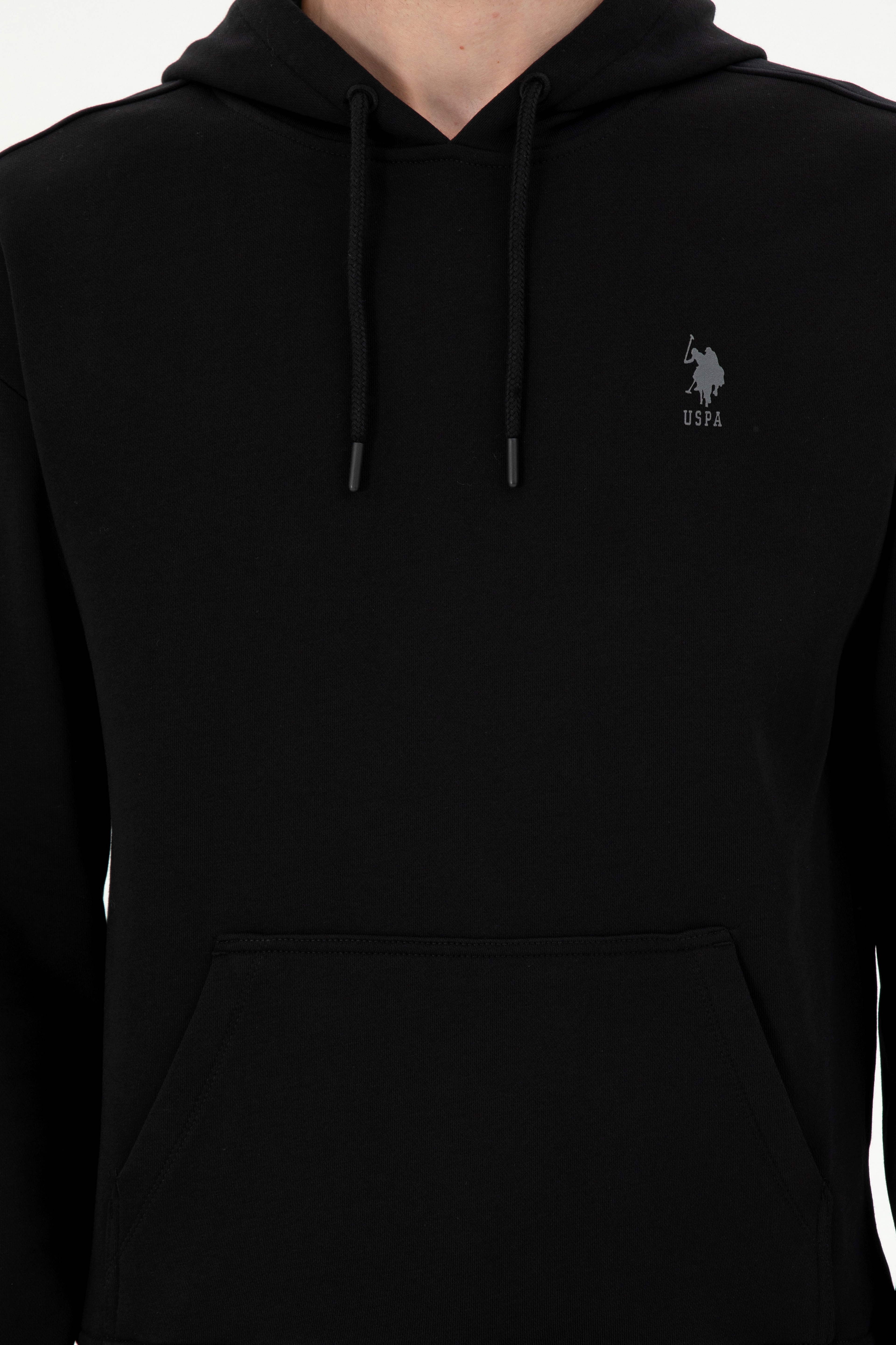 Erkek Siyah Basic Sweatshirt - Image 6