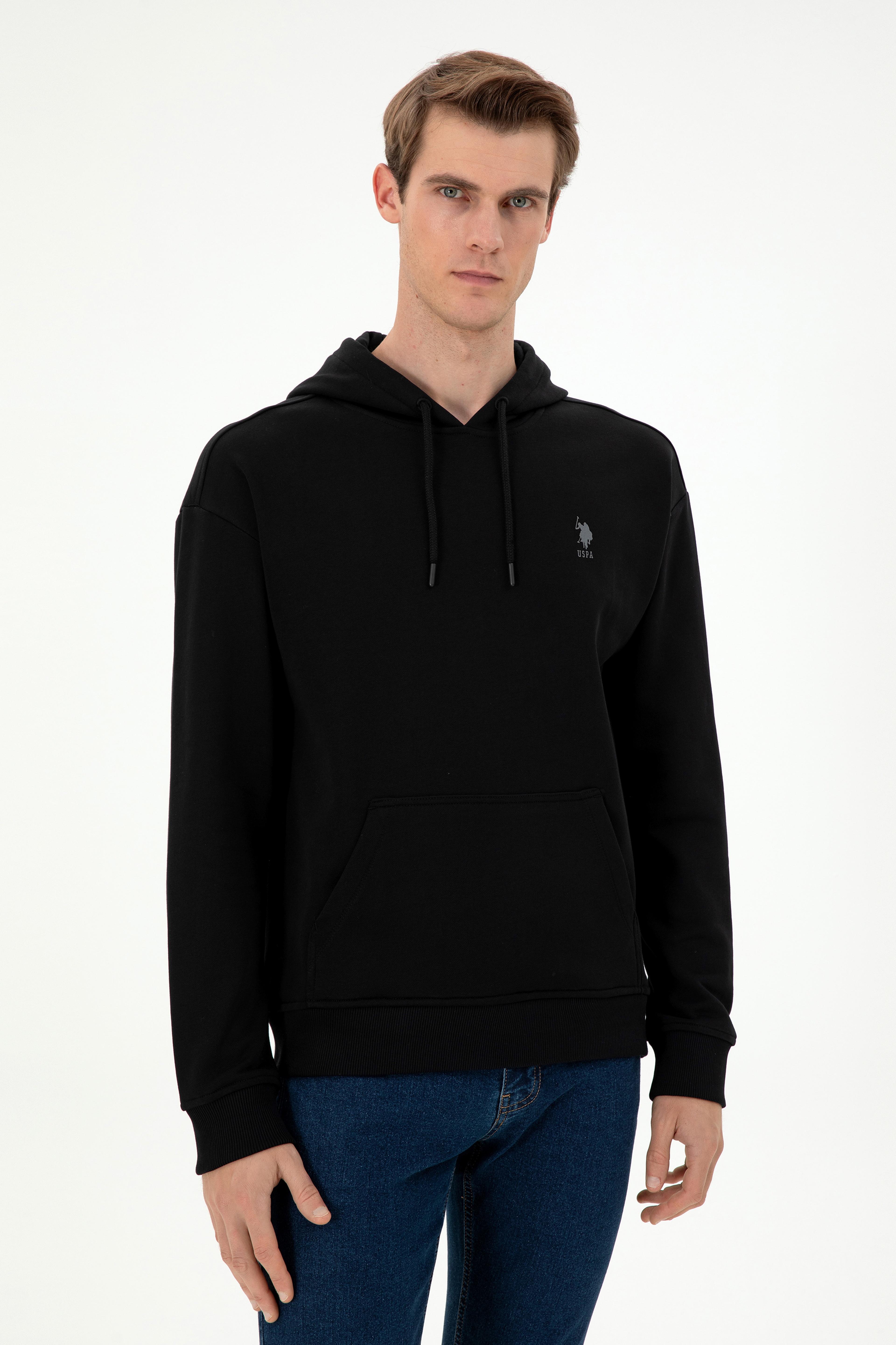 Erkek Siyah Basic Sweatshirt - Image 3