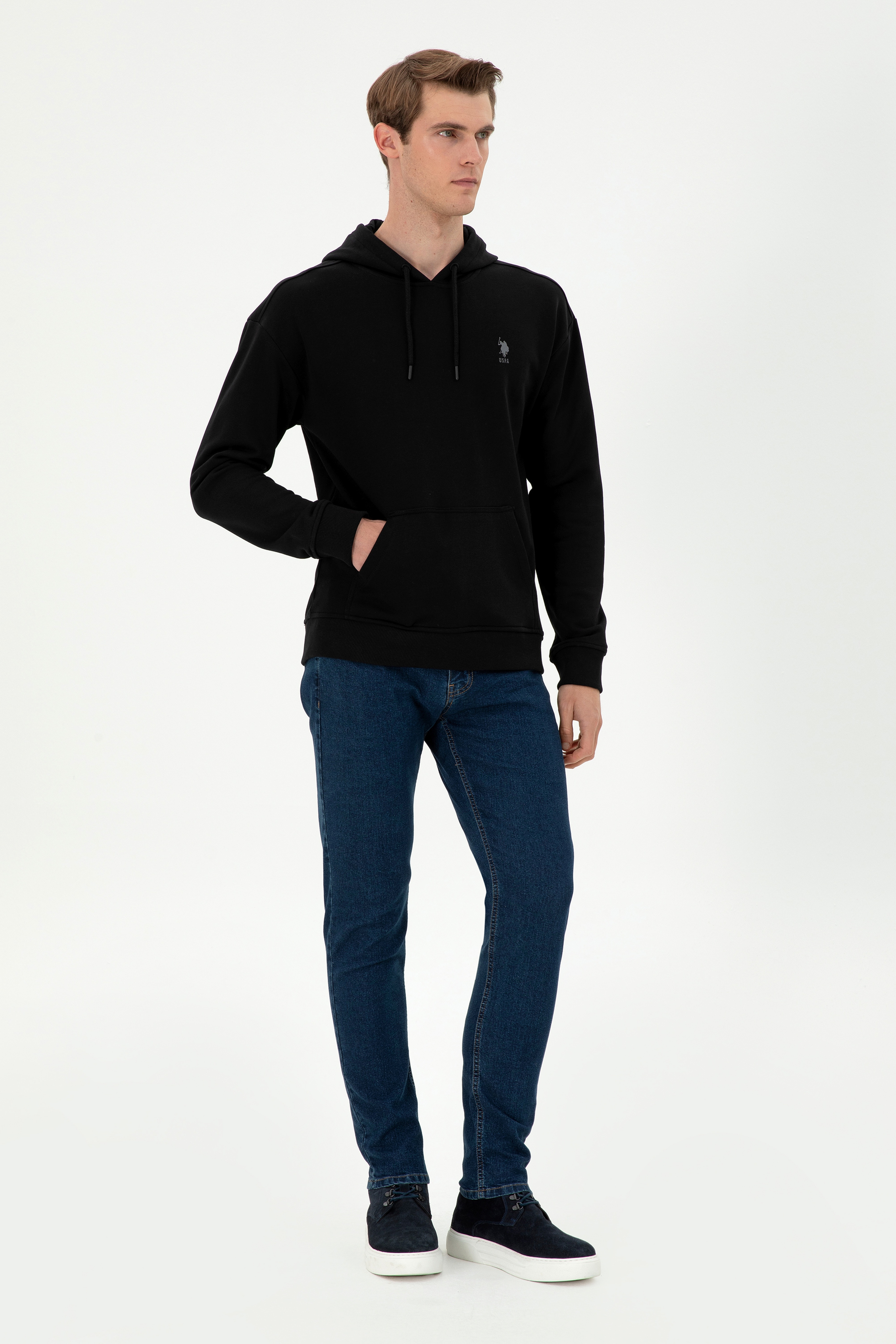 Erkek Siyah Basic Sweatshirt - Image 4