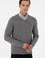 Erkek Slim Fit V Yaka Gri Melanj Kazak
