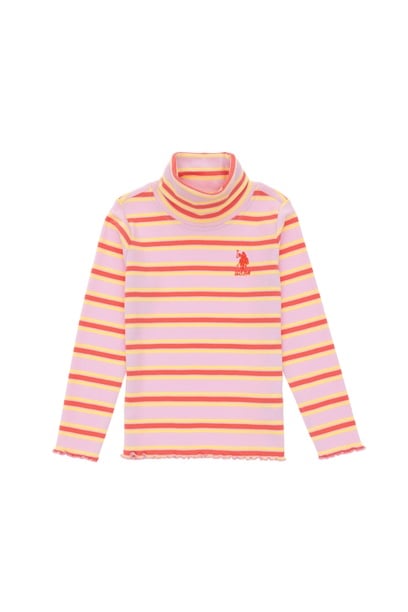 Kız Çocuk Pembe Balıkçı Yaka Sweatshirt