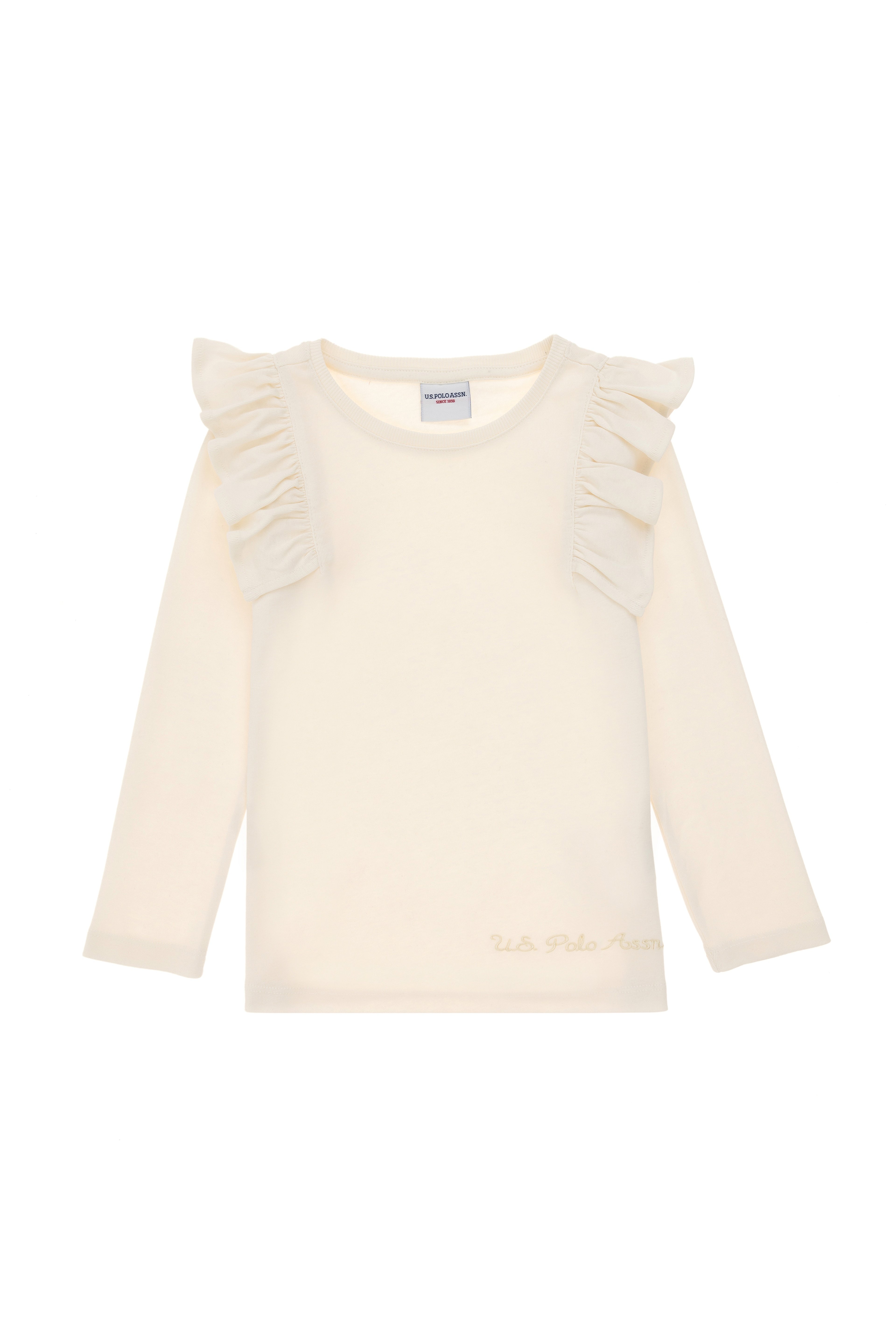 Kız Çocuk Krem Bisiklet Yaka Sweatshirt - Image 4