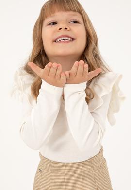 Kız Çocuk Krem Bisiklet Yaka Sweatshirt - 50296375020